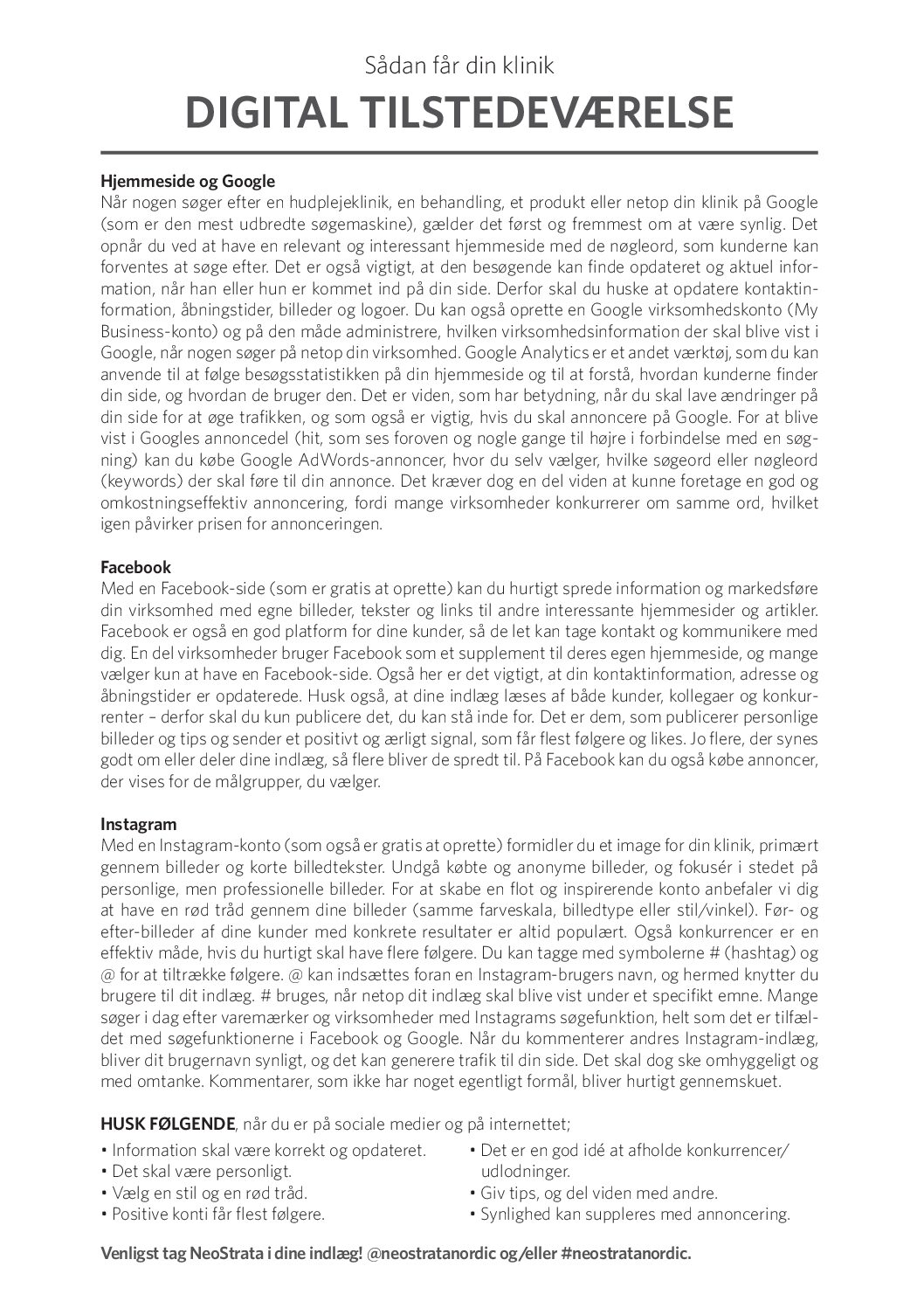 Guide digital tilstedeværelse (Google, Facebook och Instagram)