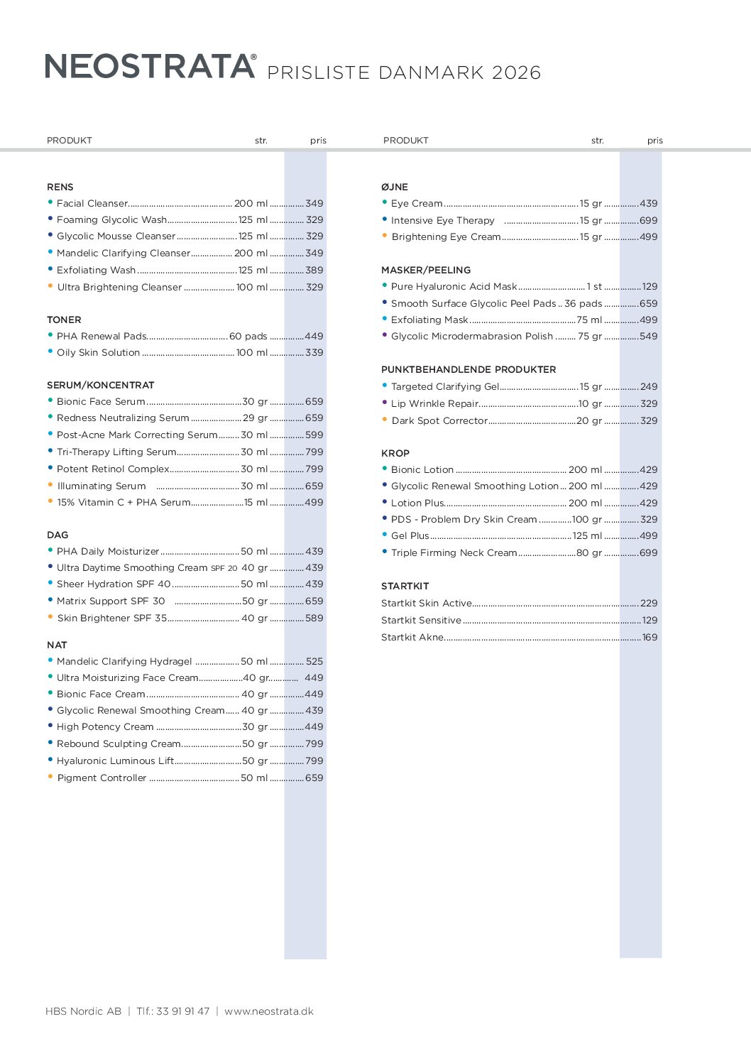 Prisliste NEOSTRATA 2026 (Kunde)