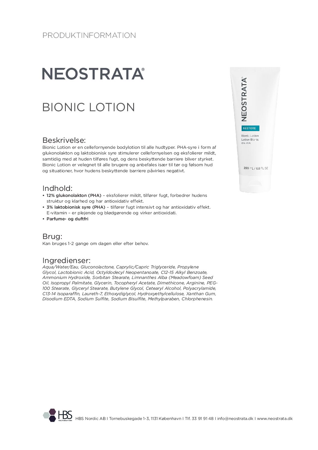 Produktblad Bionic Lotion
