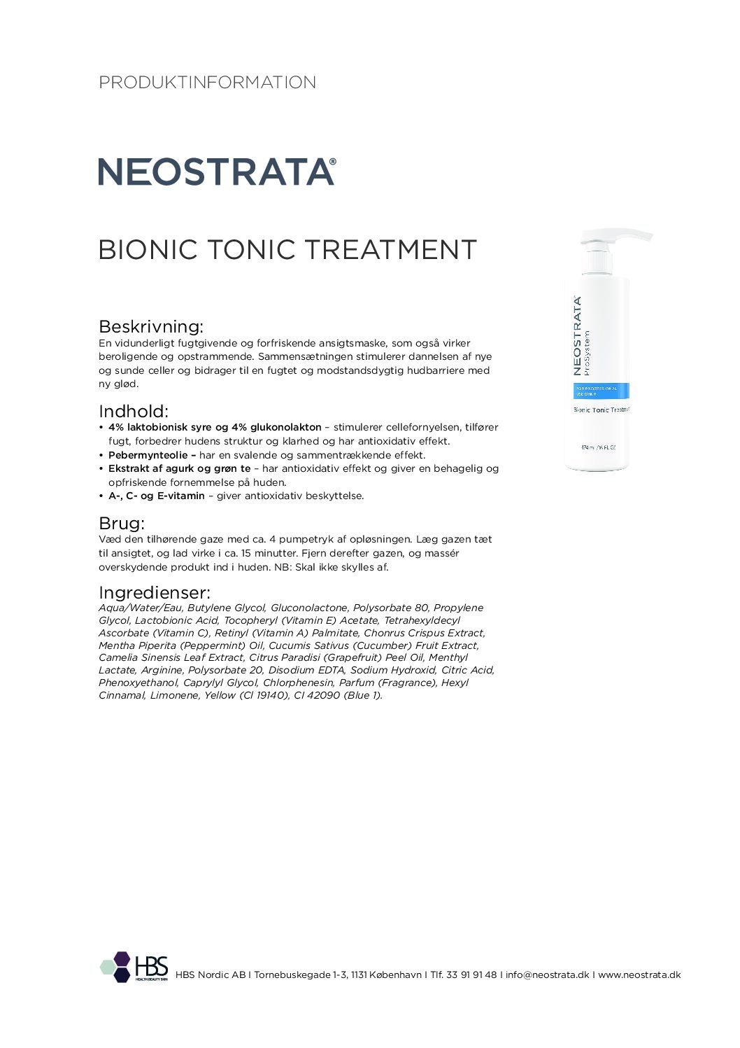 Produktblad Bionic Tonic Treatment