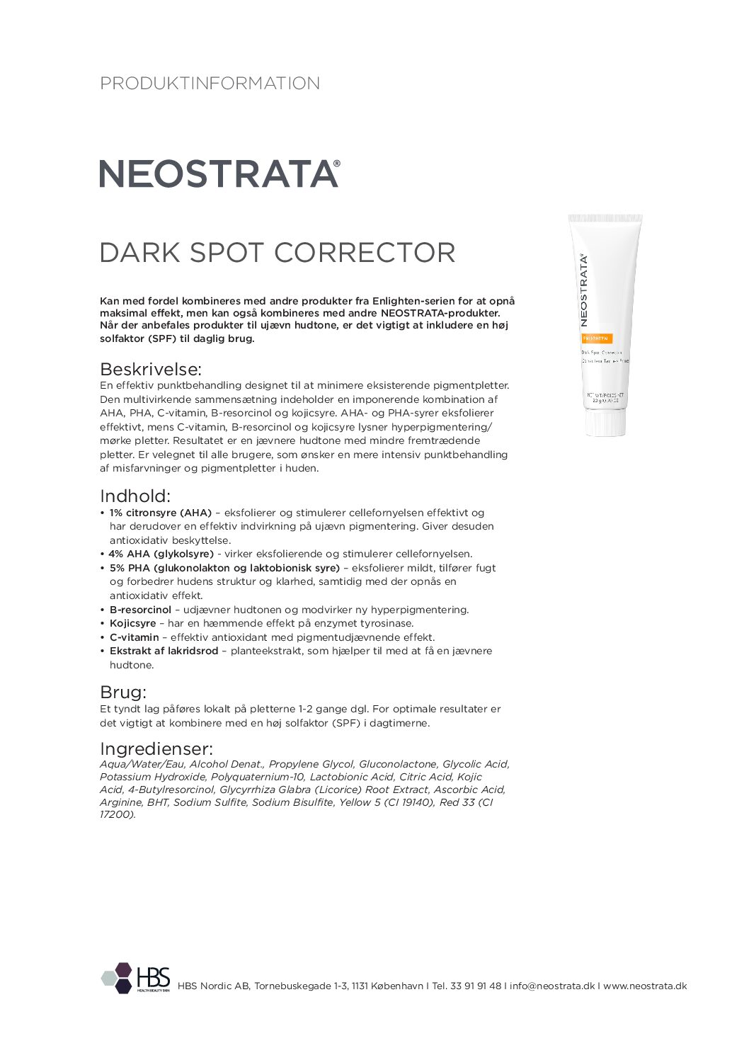 Produktblad Dark Spot Corrector