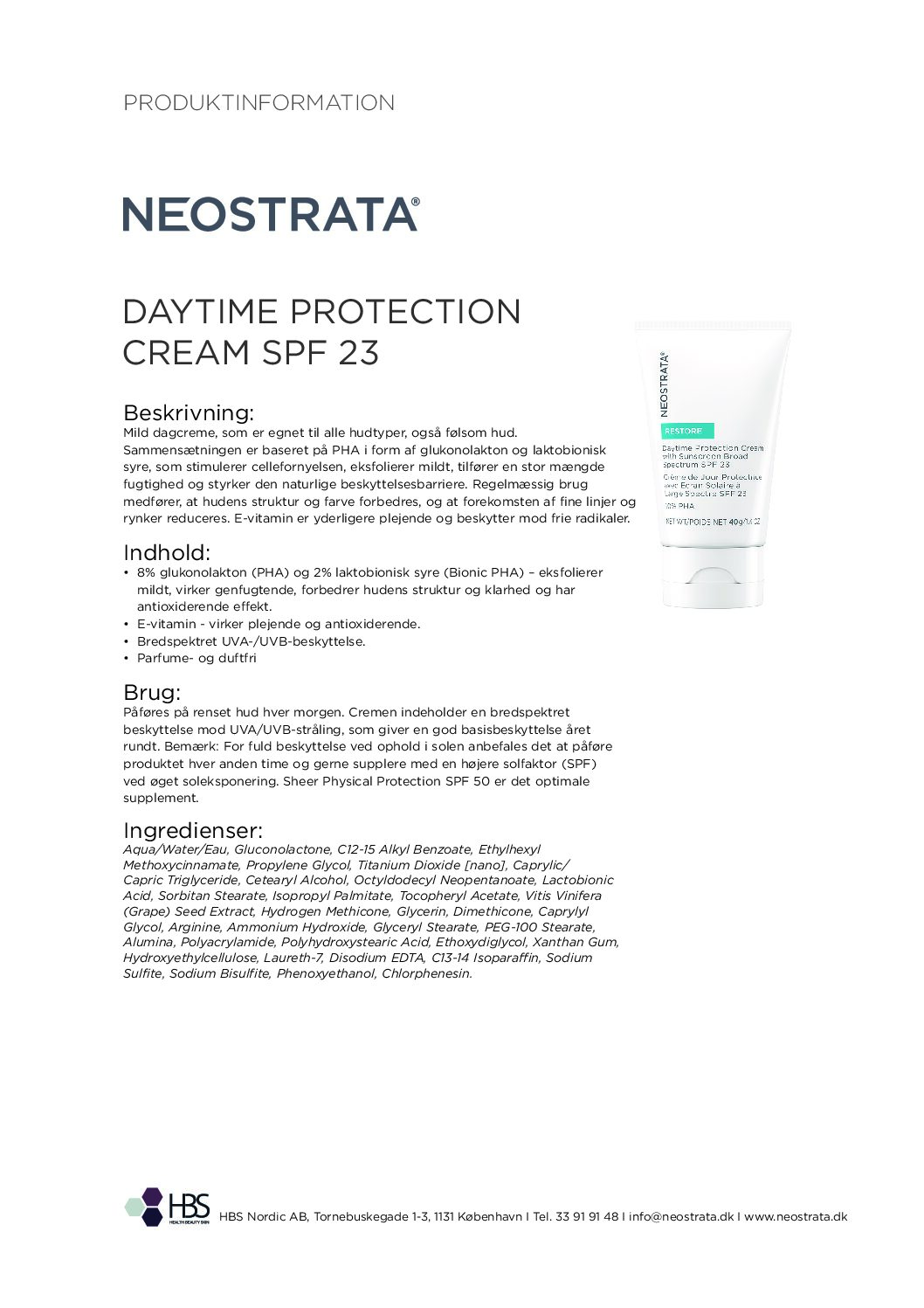 Produktblad Daytime Protection Cream SPF 23
