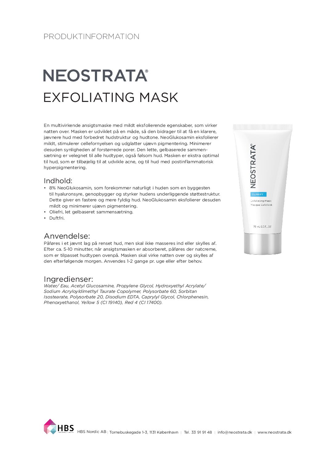 Produktblad Exfoliating Mask