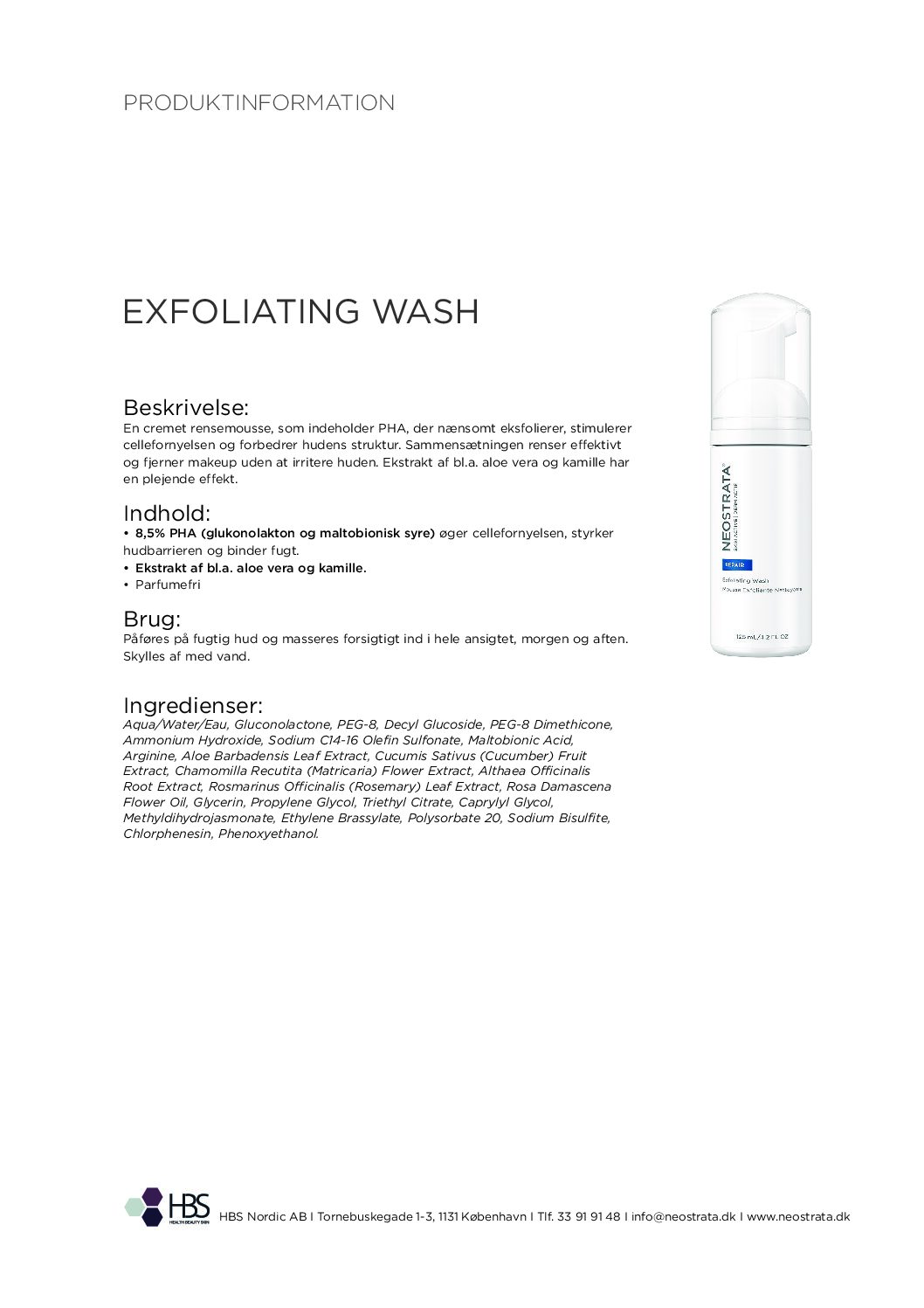 Produktblad Exfoliating Wash