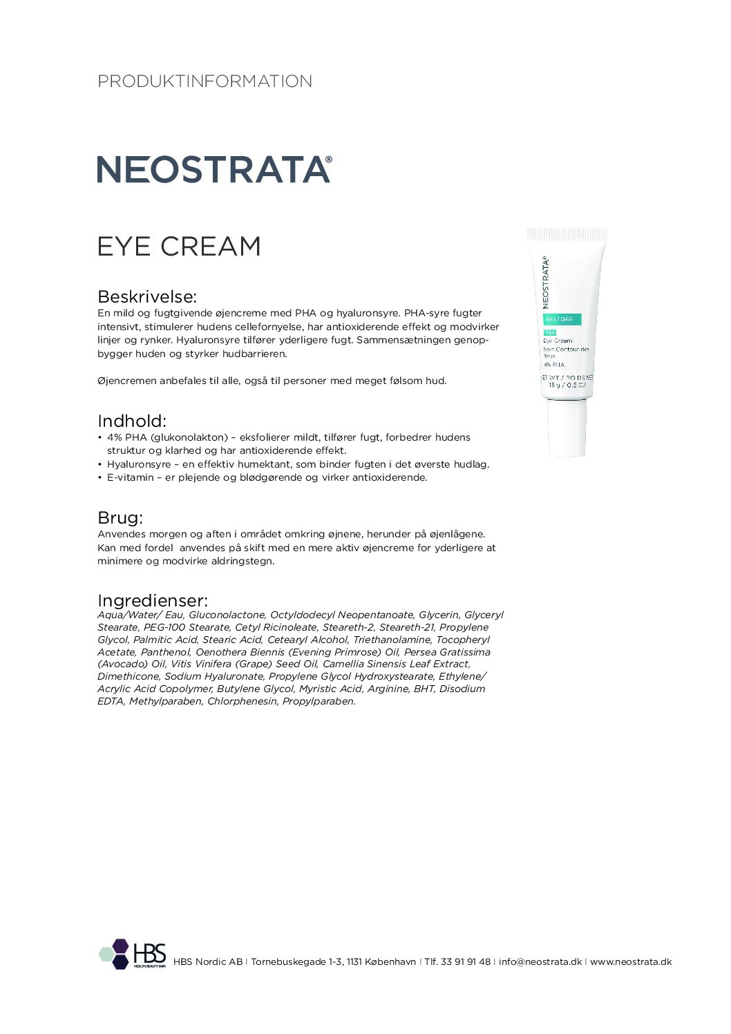 Produktblad Eye Cream