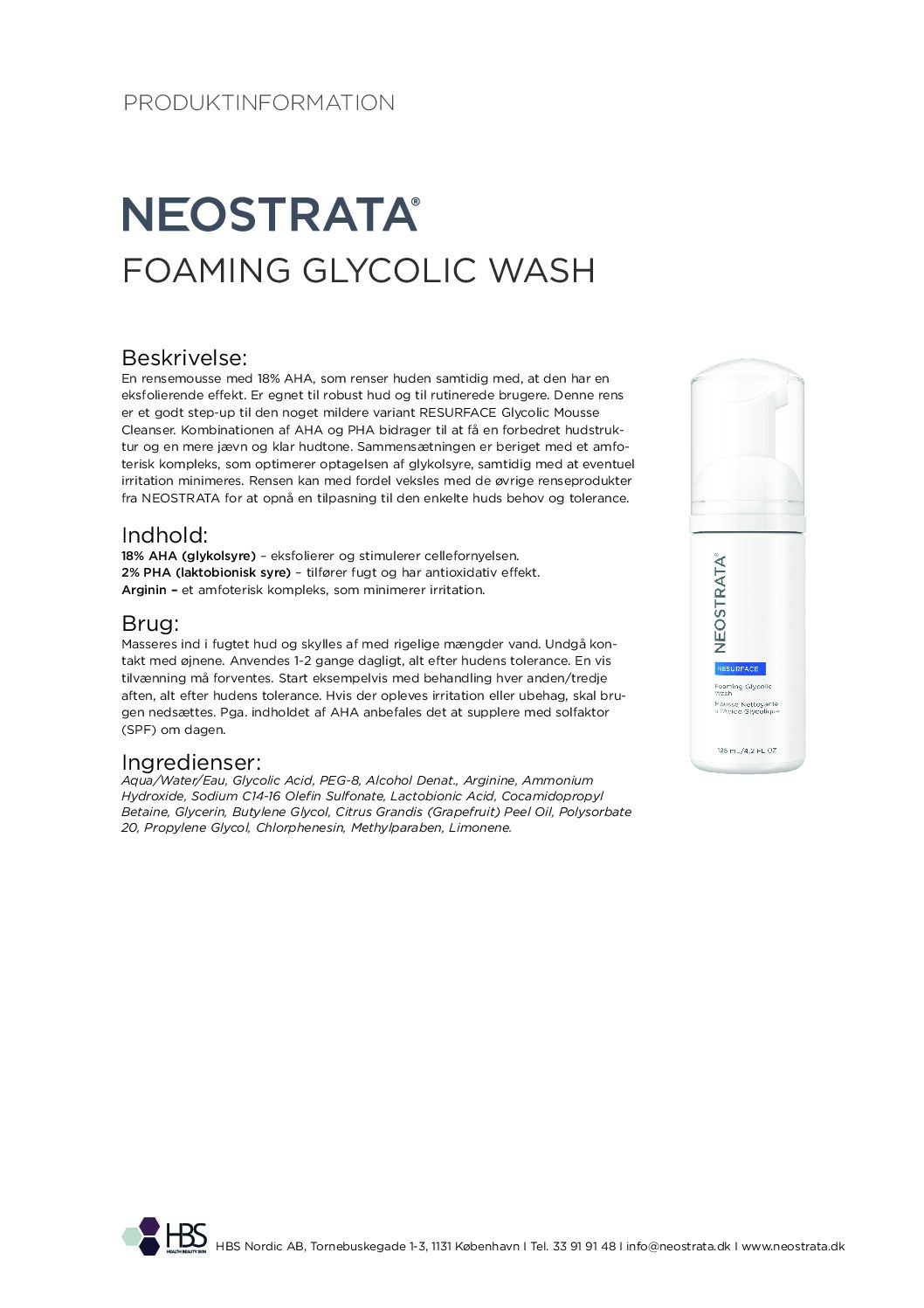 Produktblad Foaming Glycolic Wash