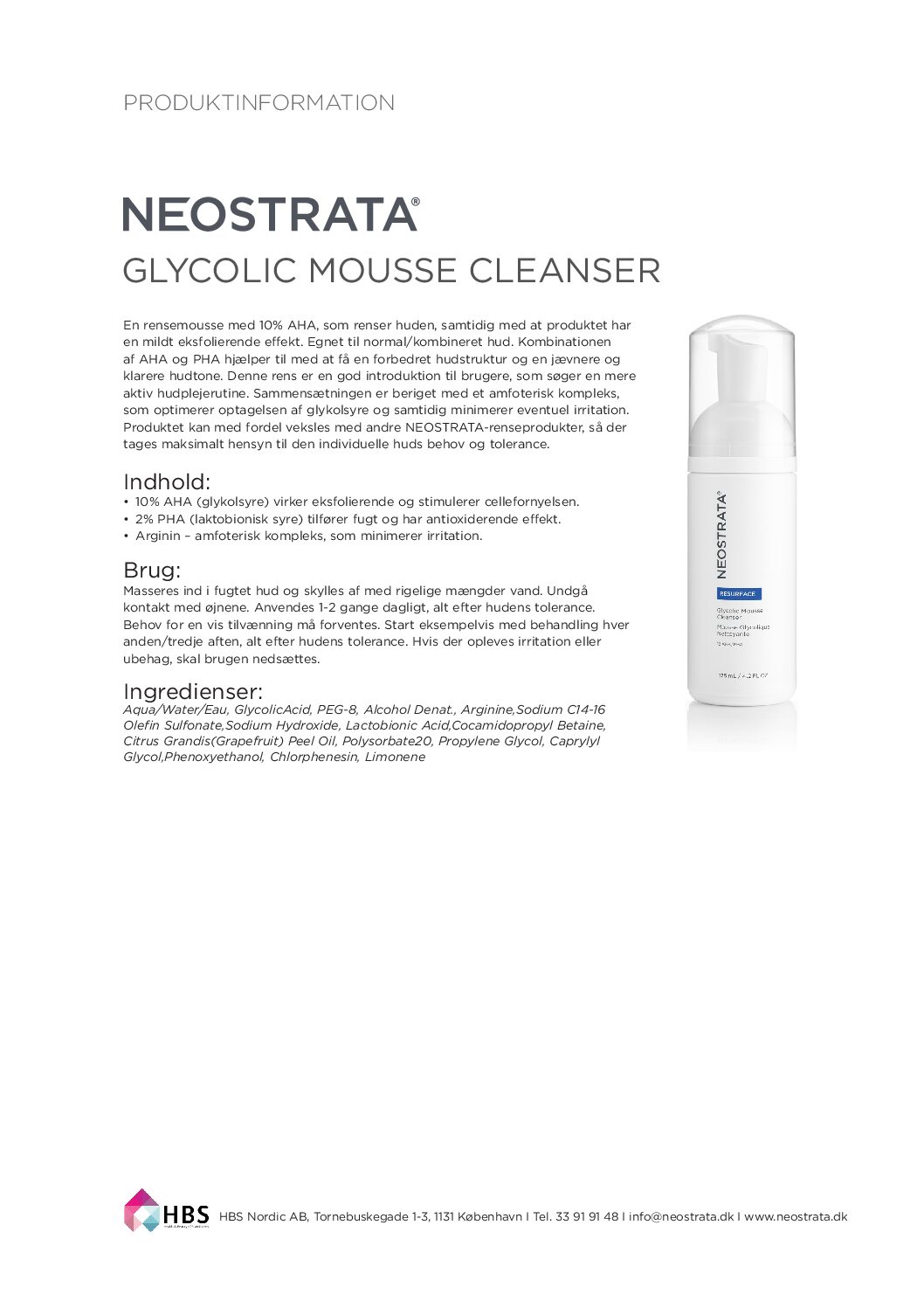 Produktblad Glycolic Mousse Cleanser