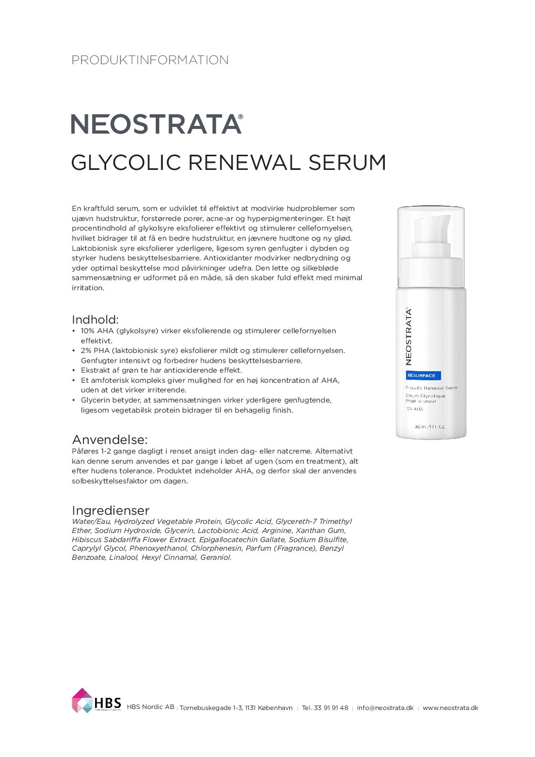 Produktblad Glycolic Renewal Serum
