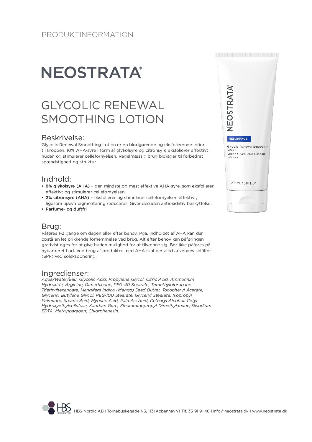 Produktblad Glycolic Renewal Smoothing Lotion