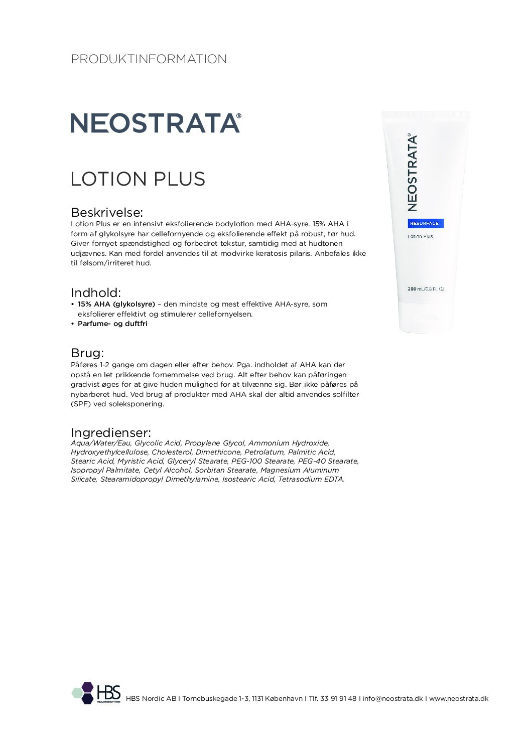 Produktblad Lotion Plus