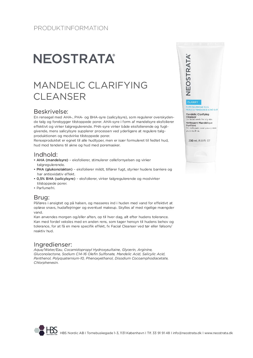 Produktblad Mandelic Clarifying Cleanser