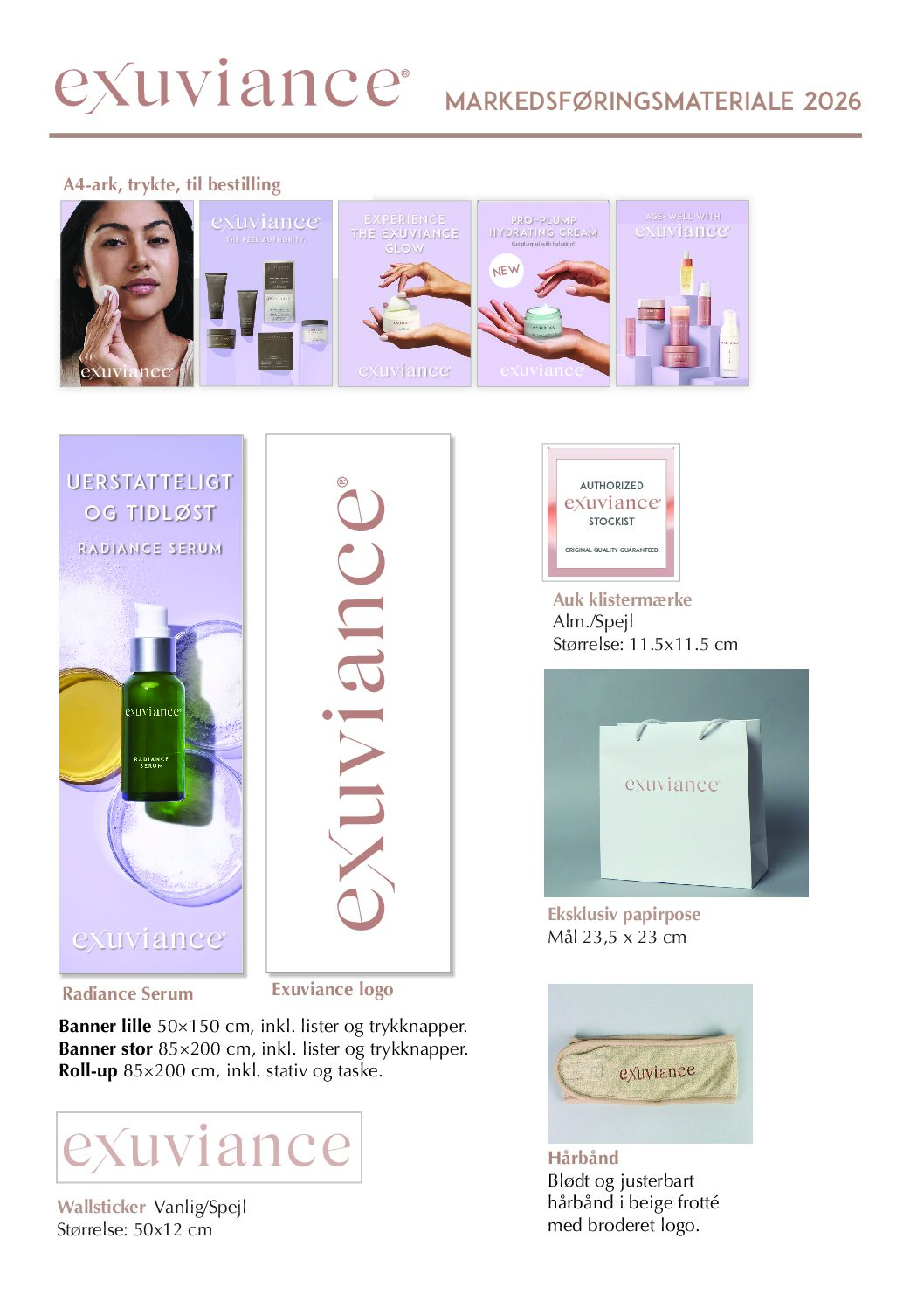 Exuviance markedsføringsmateriale