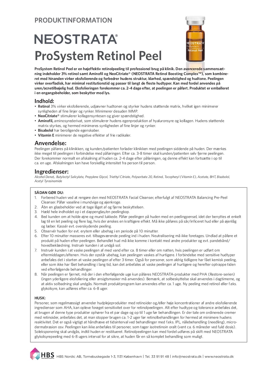 Produktblad ProSystem Retinol Peel