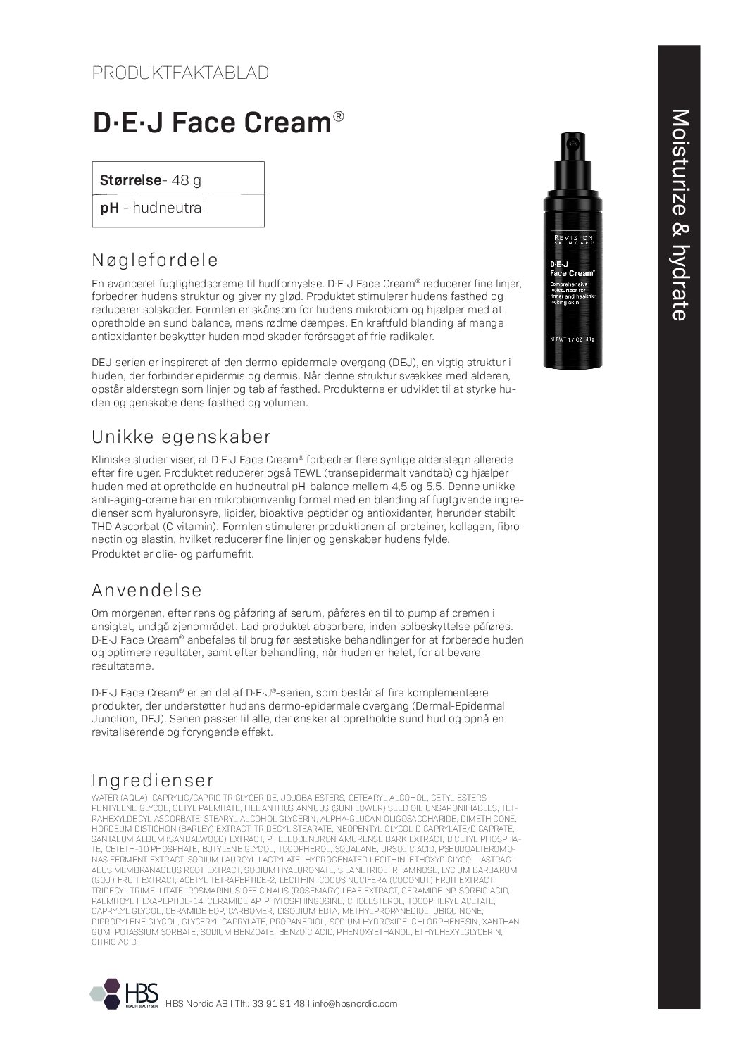 Produktblad D·E·J Face Cream