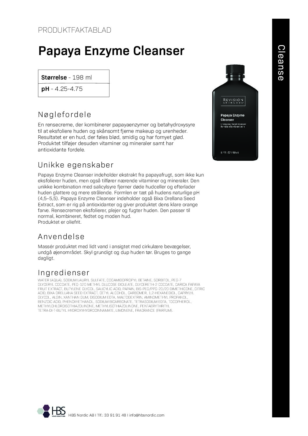 Produktblad Papaya Enzyme Cleanser