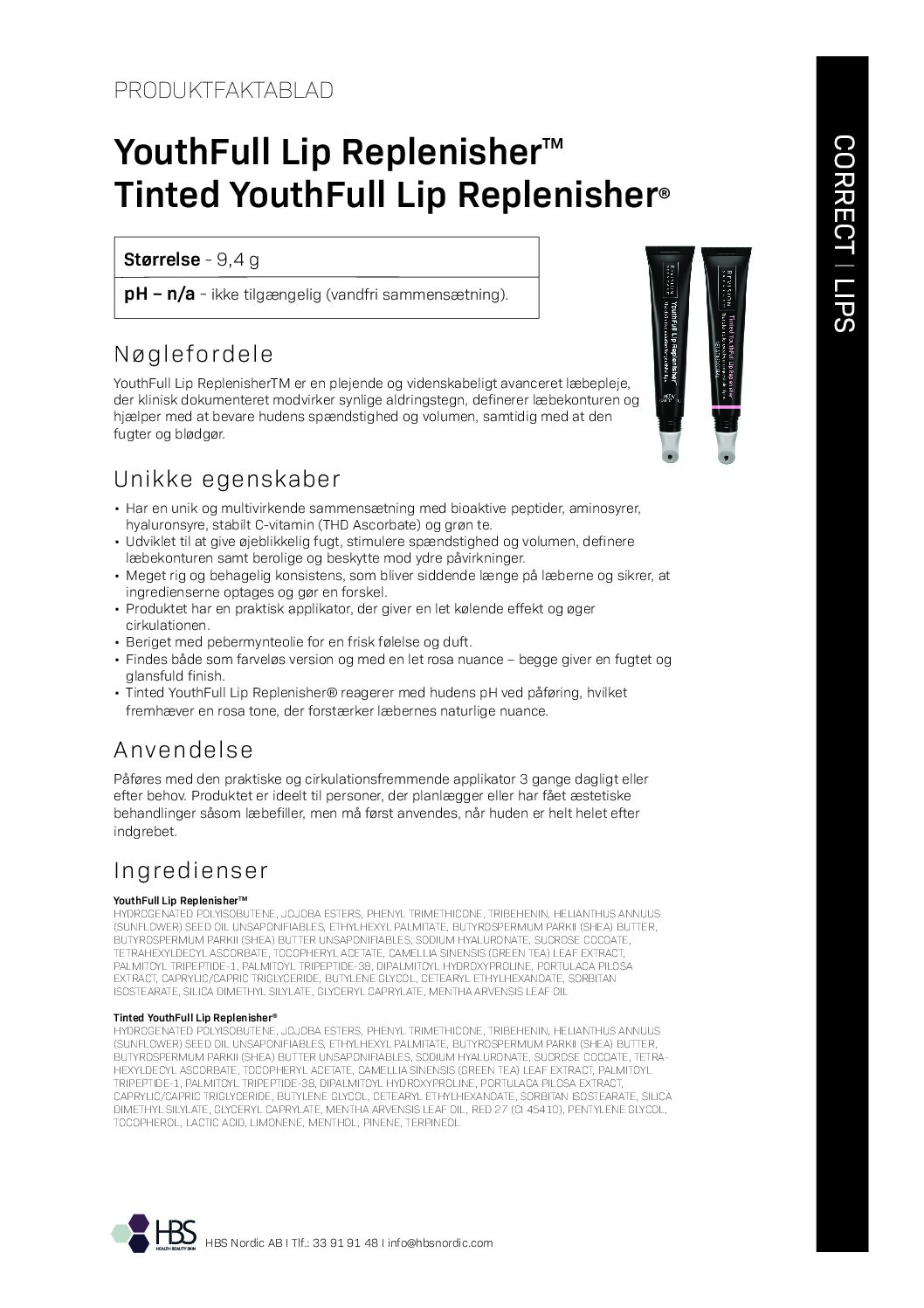 Produktblad YouthFull Lip Replenisher