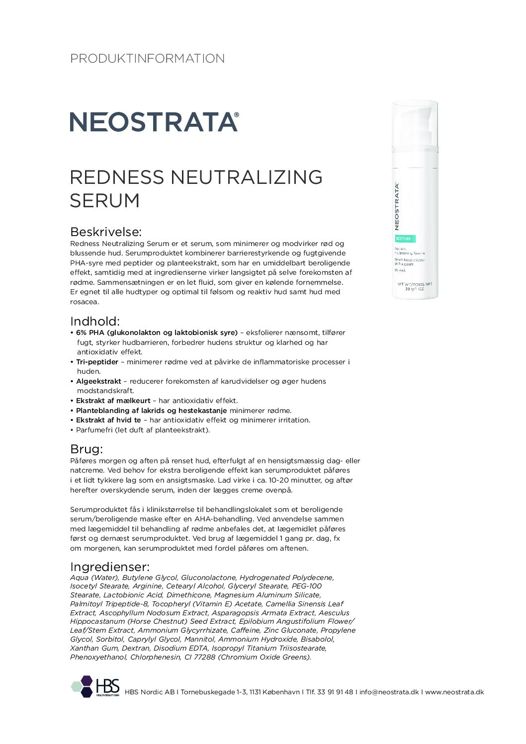 Produktblad Redness Neutralizing Serum