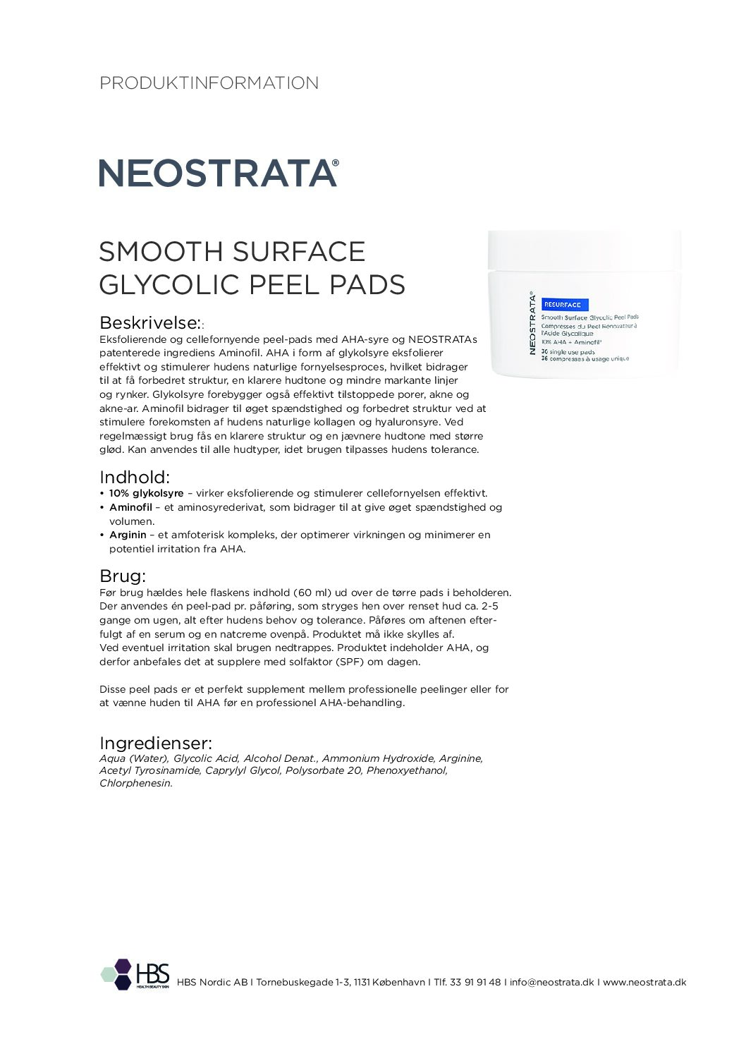 Produktblad Smooth Surface Glycolic Peel Pads