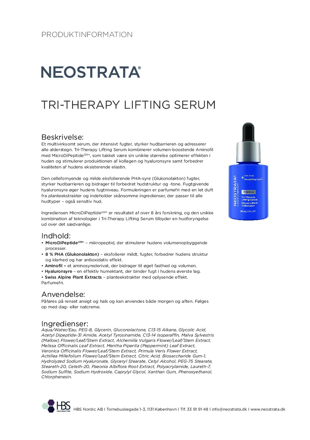 Produktblad Tri Therapy Lifting Serum